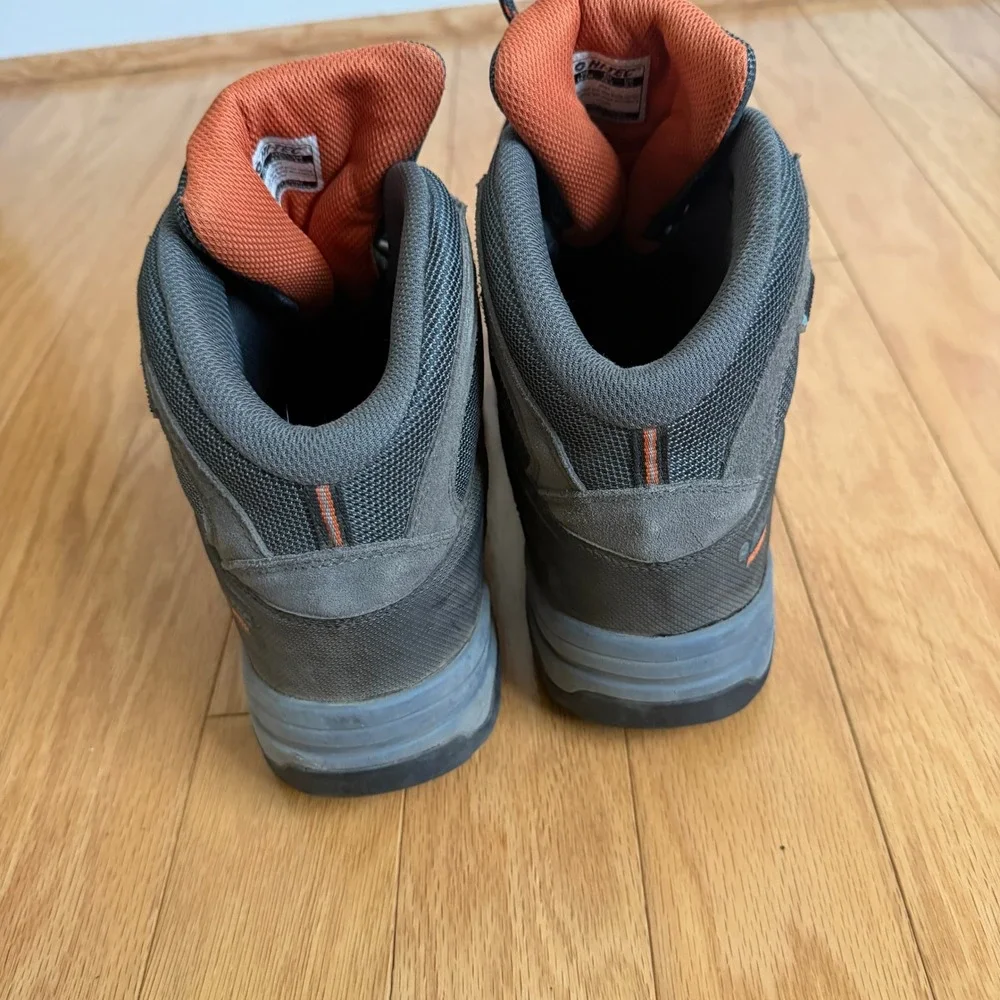 Hi-Tec Waterproof Mens Hiking Boots Gray Orange Lace Up Size 10.5M‎ EU 43.5